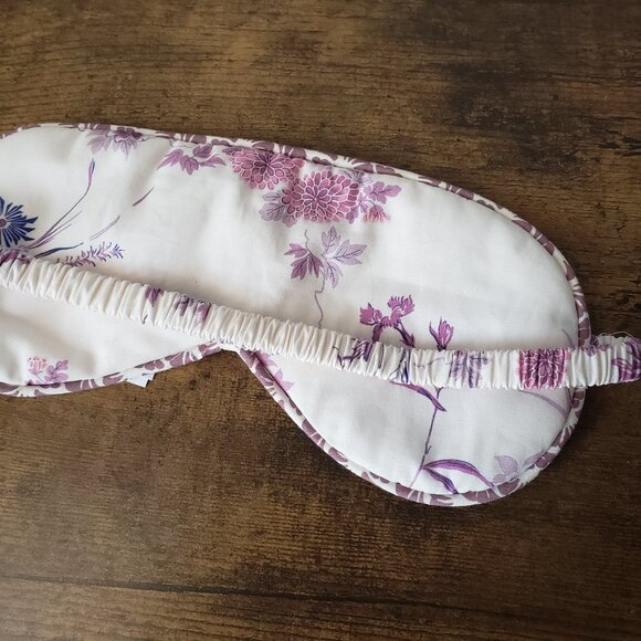 Beautiful Natural Botanical pink cream white purple print reversible sleep mask - Picture 3 of 10